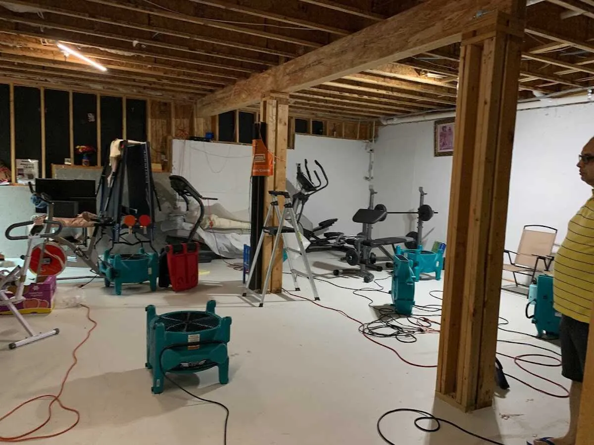 Basement drying equipment setup for Structural Drying in Fenton